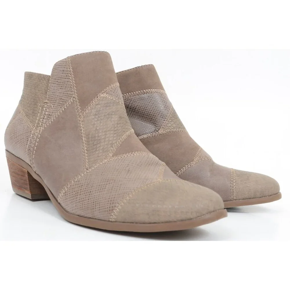 G.H. Bass Nina Ankle Boots Size 9M Mushroom Patchwork Boho Western Vegan Leather